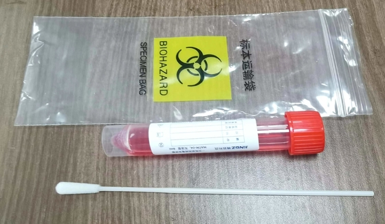 Red Cap 10ml ตัวอย่าง Swab Transport Tube พร้อมสารละลาย 3ml