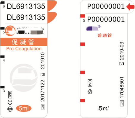 50-60mic PRP Blood Tube Labels สติ๊กเกอร์ฉลากทางการแพทย์ 10000 ชิ้น / ม้วน
