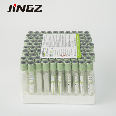 หลอดเก็บตัวอย่างเลือดหมวกสีเขียวอ่อน ISO9001 13×75mm