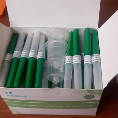 สีเขียว 21G*1 1/2&quot; Multisample Needle Vacuum Blood Collection Needle