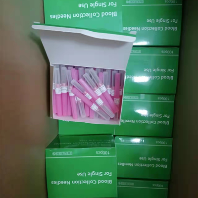เข็มเจาะเลือดชนิดปากกาสีชมพู 18G หลายตัวอย่าง EO Gas Sterilization