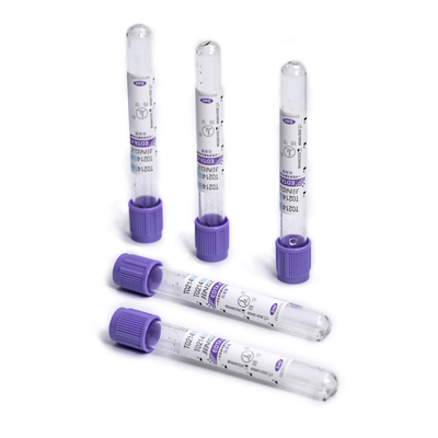 PET Glass K2 EDTA Tube Purple Vacuum 16 * 100 มม. สำหรับการตรวจทางโลหิตวิทยา