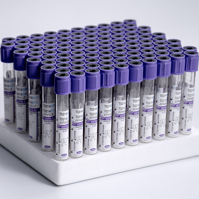 PET Glass K2 EDTA Tube Purple Vacuum 16 * 100 มม. สำหรับการตรวจทางโลหิตวิทยา