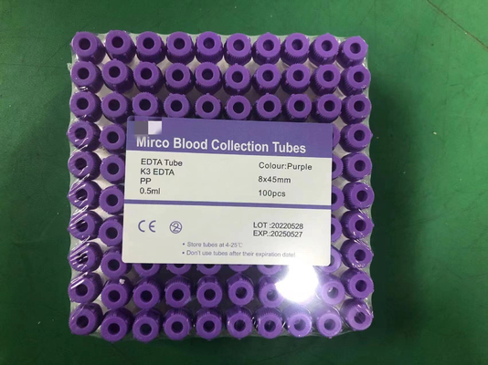ทารกแรกเกิด 0.25 มล. หลอดไมโคร EDTA สำหรับการเก็บเลือดเด็กอุปกรณ์เสริมทางการแพทย์