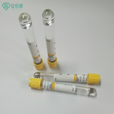 Yellow Cap Gel Clot Activator Tube 16 * 100 มม. เก็บเลือด Vacuum