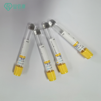 Yellow Cap Gel Clot Activator Tube 16 * 100 มม. เก็บเลือด Vacuum