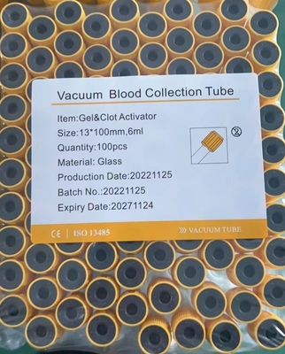 13x100mm Gel Clot Activator Tube 6ml สำหรับการตรวจเลือดทางการแพทย์
