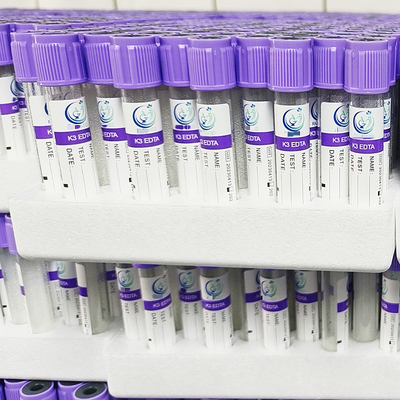 หลอดเก็บเลือด EDTA ฝาสีม่วงสูญญากาศ K3 EDTA 3.2 มก./มล. หลอดทดลองพลาสติก