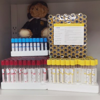 OEM 100 ชิ้น / แร็คขวดทดสอบเลือด Addictive Clot Activator / โซเดียมซิเตรต / เฮปาริน / ฟลูออไรด์