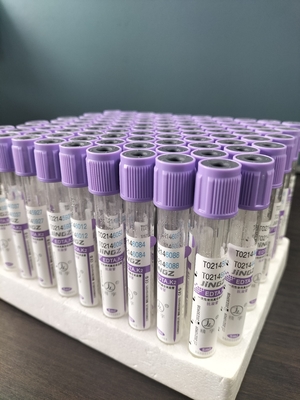 กระจก K2 EDTA ท่อสําหรับ 1ml-10ml ความจุกับท่อสีม่วงลาย Label สีในวัสดุกระจก