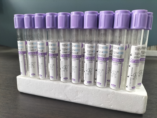 กระจก K2 EDTA ท่อสําหรับ 1ml-10ml ความจุกับท่อสีม่วงลาย Label สีในวัสดุกระจก