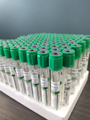กล่องสีเขียว 2ml-10ml โซเดียมฮีพารีนท่อสําหรับท่อทดสอบการเก็บเลือดทางการแพทย์