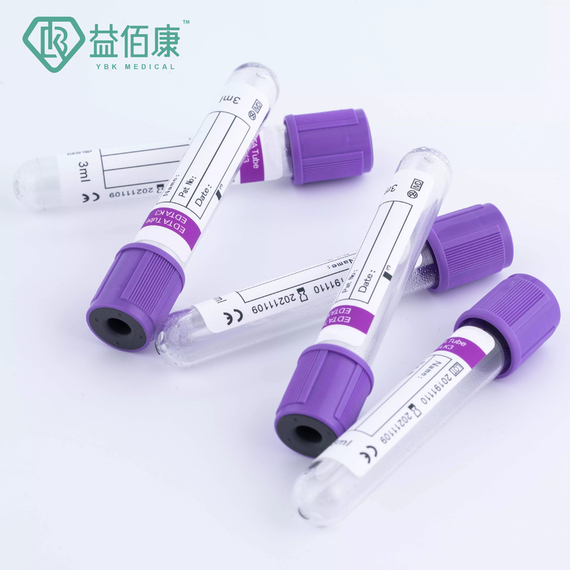 K3 EDTA ขวดตัวอย่างเลือด 3ml 13 * 75mm หลอดสุญญากาศแก้วพร้อมแบรนด์ OEM