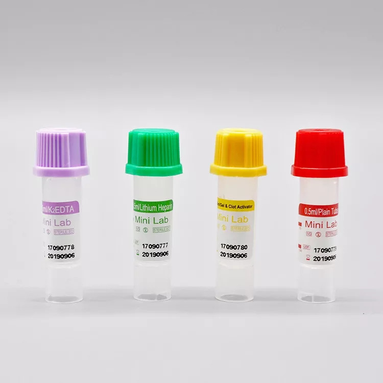 Heparin Vacuum Micro Blood Collection Tube 0.5ml PP 8 * 45 มม. สำหรับการใช้งานครั้งเดียว
