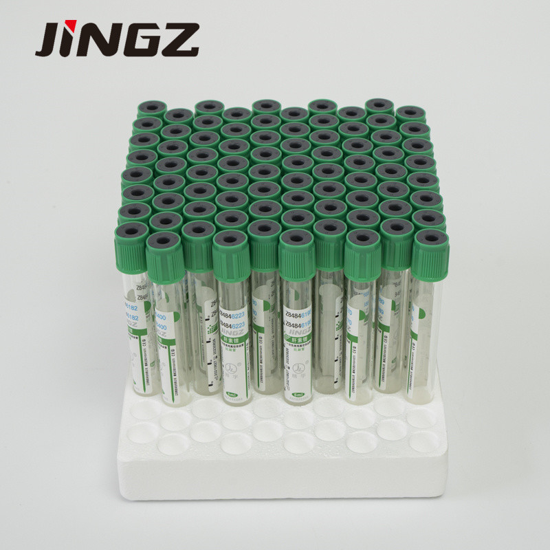 หลอดลิเธียมเฮปารินสีเขียวขนาด 13*75 มม. หลอดโลหิตขนาด 4 มล. สำหรับการทดสอบทางชีวเคมี