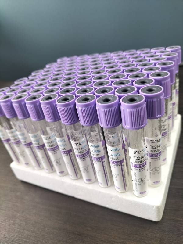กระจก K2 EDTA ท่อสําหรับ 1ml-10ml ความจุกับท่อสีม่วงลาย Label สีในวัสดุกระจก