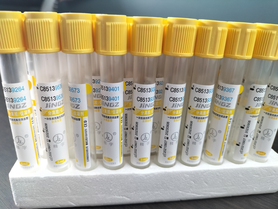 JINGZ กล่องเก็บเลือดระยะว่างทางการแพทย์ 2-10ml ก้อนเยลกระแทกกระตุ้นกล่องที่มีสีเหลือง Top